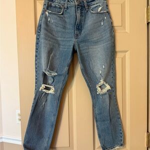 Abercrombie & Fitch Blue Straight Leg Jeans Distressed